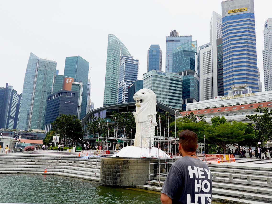 Vistas de la estatua de Merlion