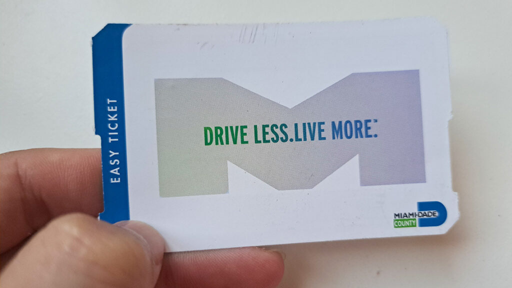 EASY Ticket de Miami para pagar el transporte público.
