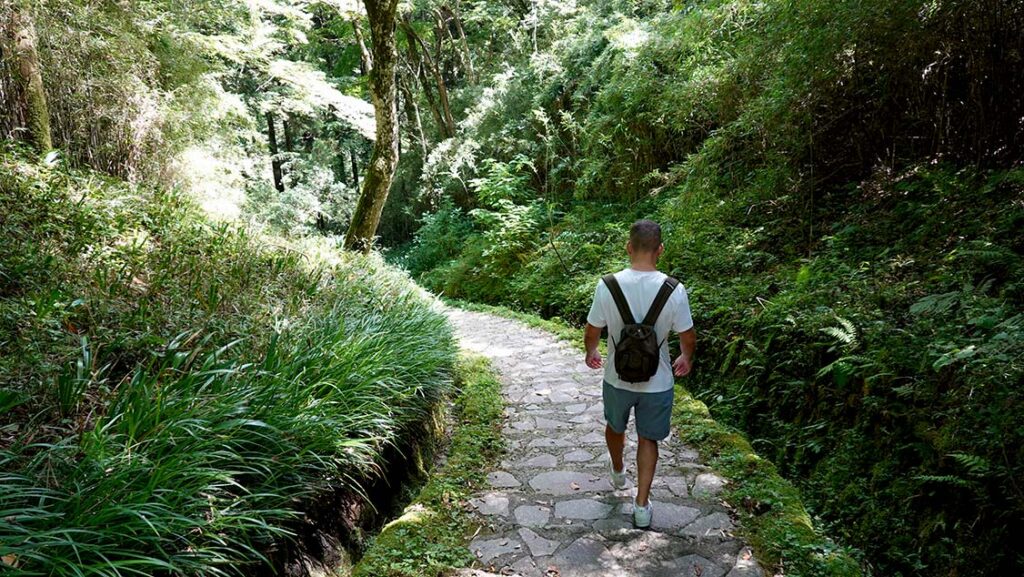 Joan paseando por los senderos del Parque Onshi-Hakone.