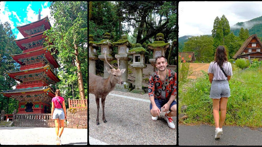 Montaje de fotos de excursiones en Japon por libre desde Tokio, Osaka y Kioto