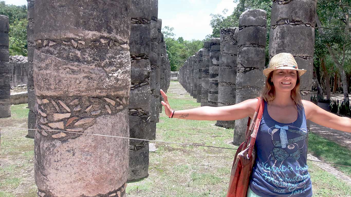 Columnas en las Ruinas de Chichén Itzá