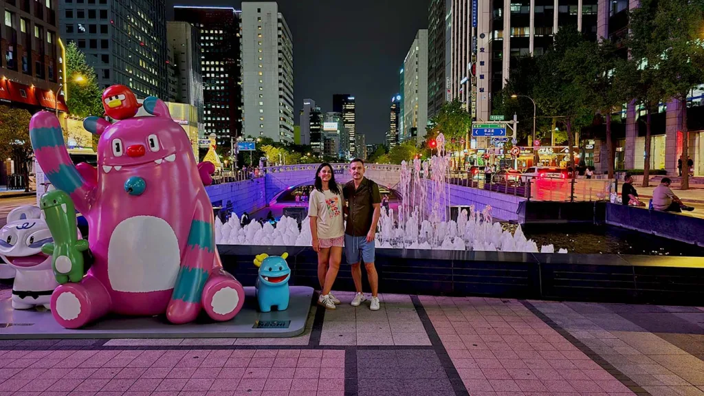 Nosotros en una fuente en la ciudad de Seúl