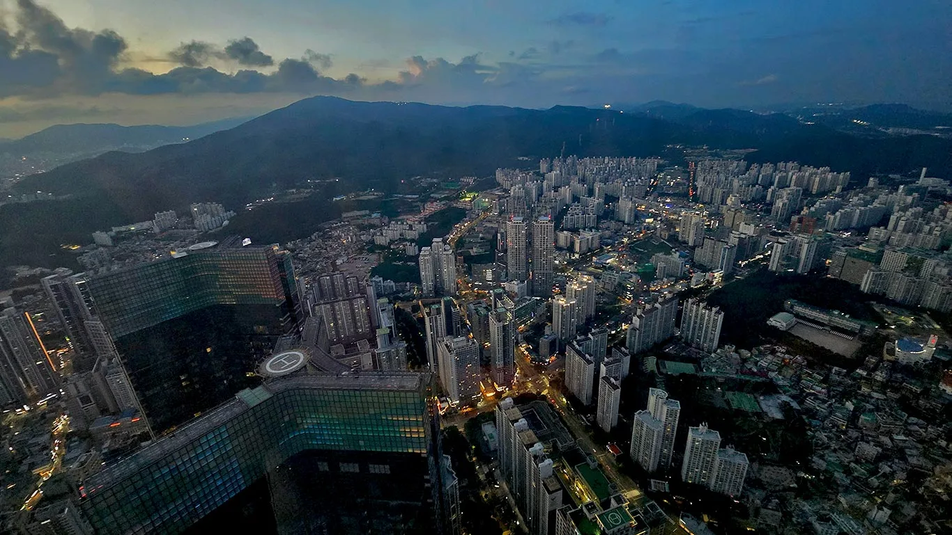 Vistas desde un rascacielos de Corea del Sur