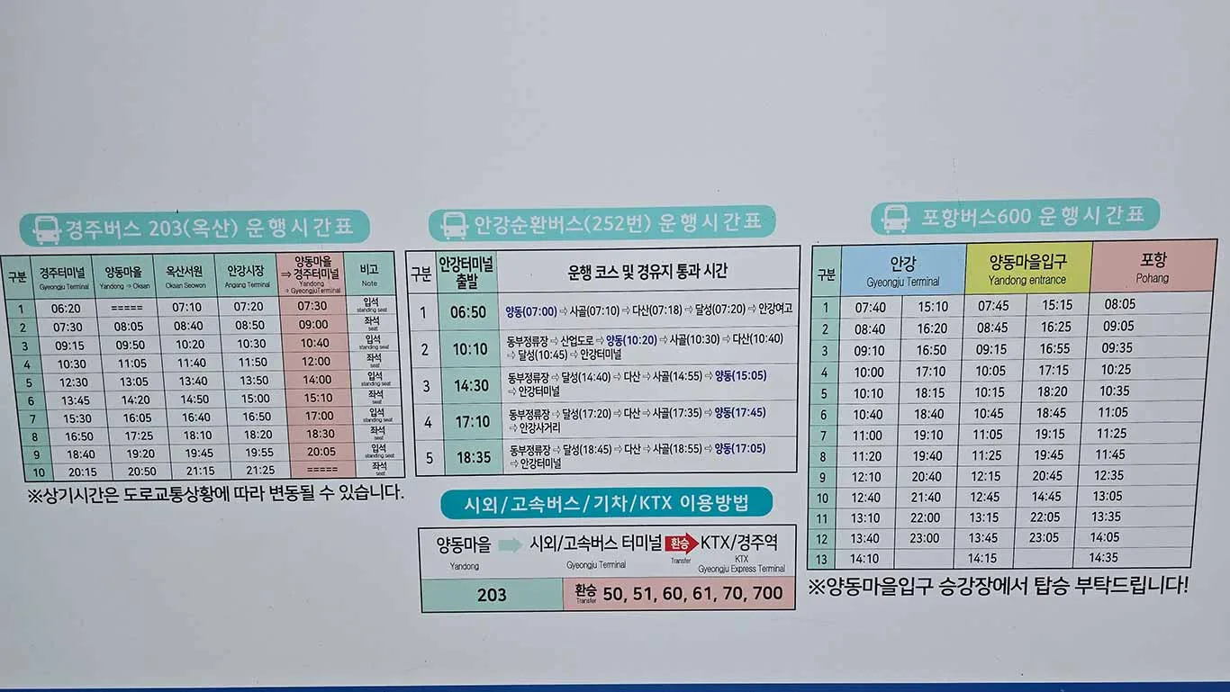 Horario del autobús 203 que va a la Aldea Yangdong