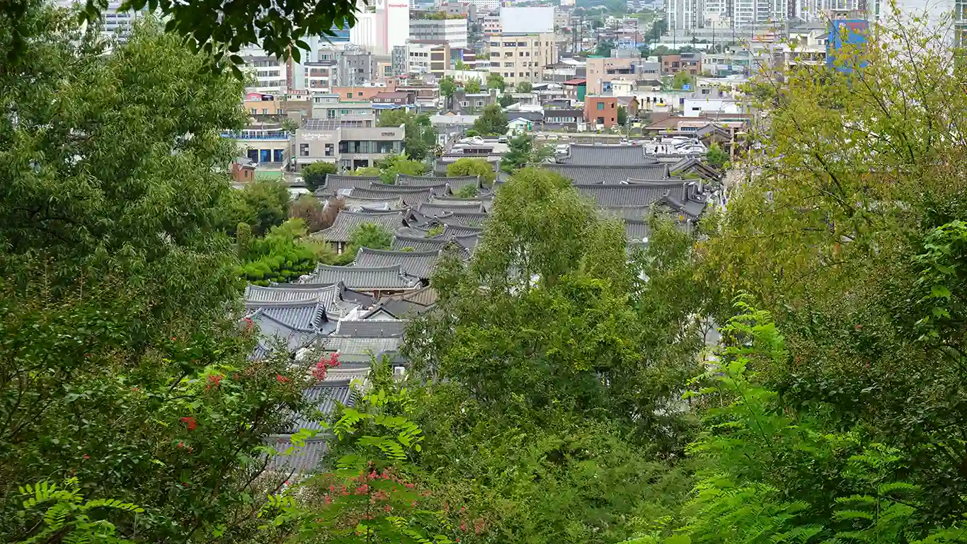 vistas aéreas de la aldea de Jeonju