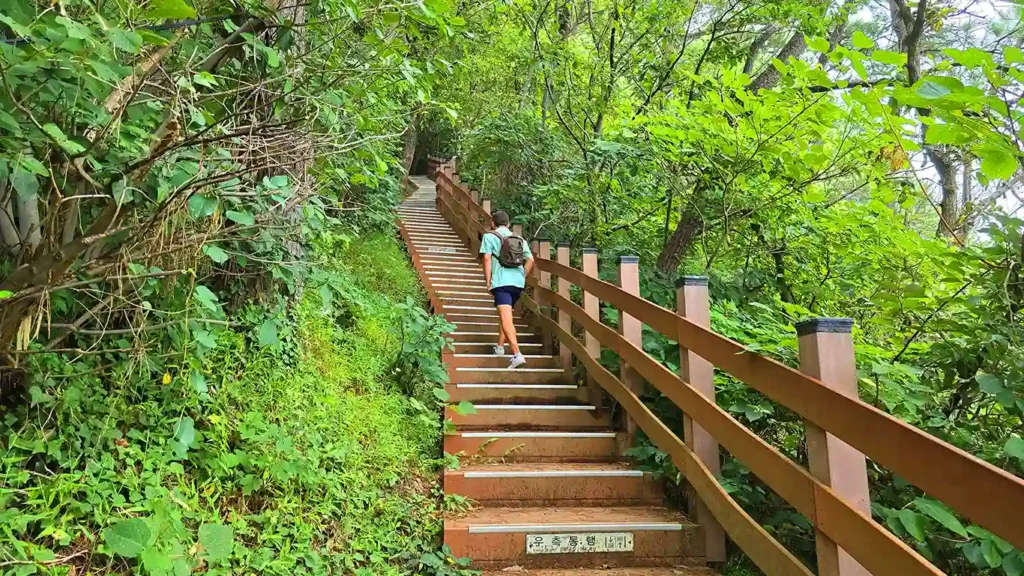 Escaleras empinadas de la ruta