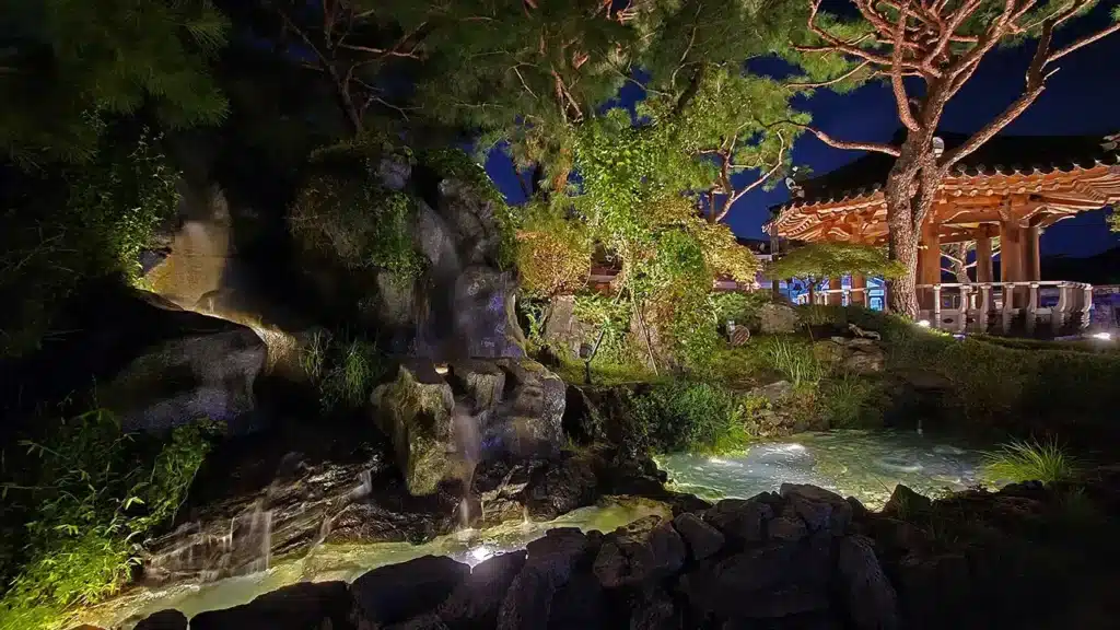 Foto a una fuente en la calle principal de Jeonju