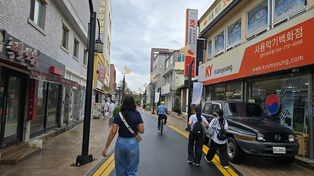 Nosotros paseando por una calle en Nodong-dong