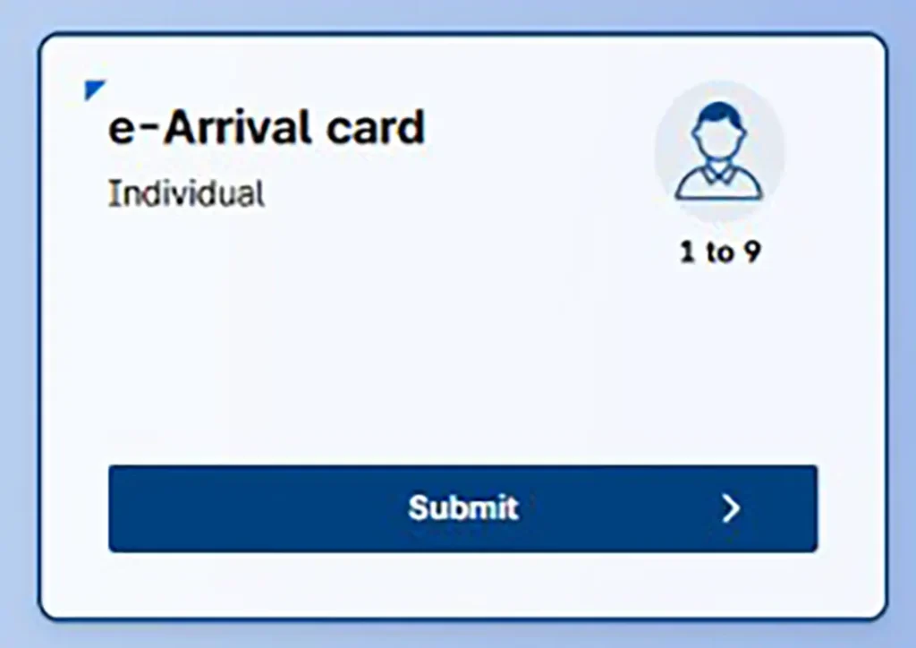 e-arrival card individual con un botón de submit