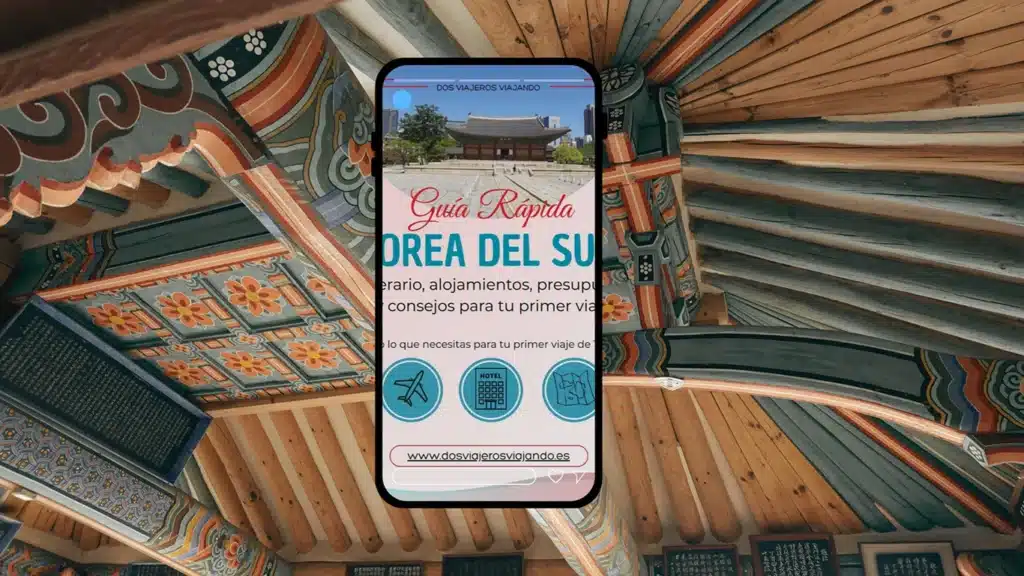 movil mostrado la guía rápida de corea del sur de dos viajeros viajando