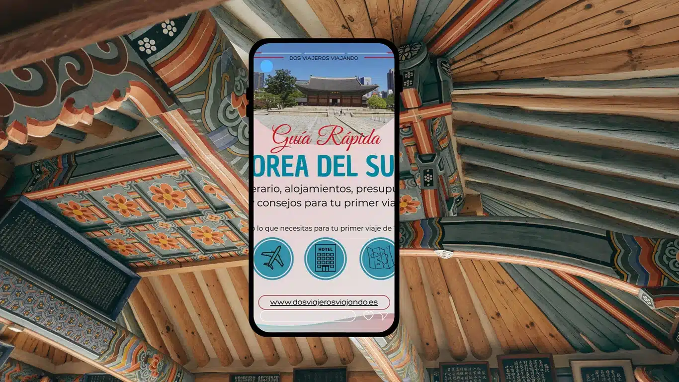 movil mostrado la guía rápida de corea del sur de dos viajeros viajando