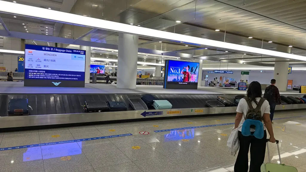 Noelia a la llegada al aeropuerto de Seúl