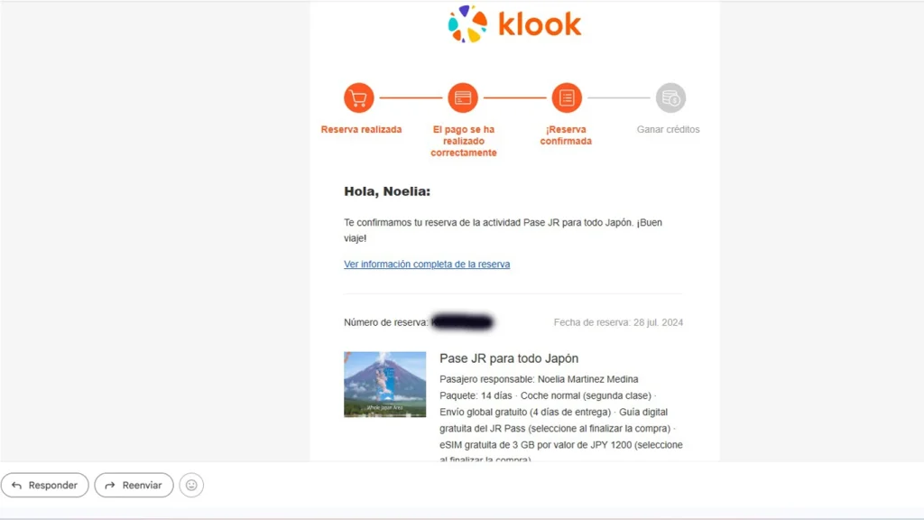Plataforma Klook donde compras el JR Pass de JApón