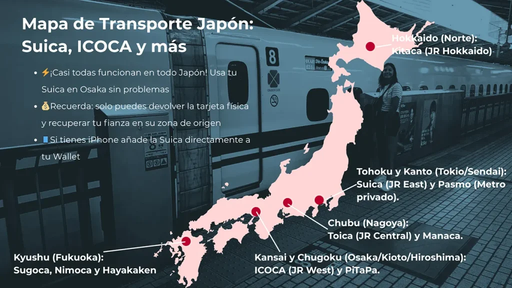Mapa de las tarjetas monedero de Japón