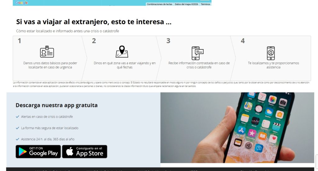Captura web Registro de Viajeros del MAEC.