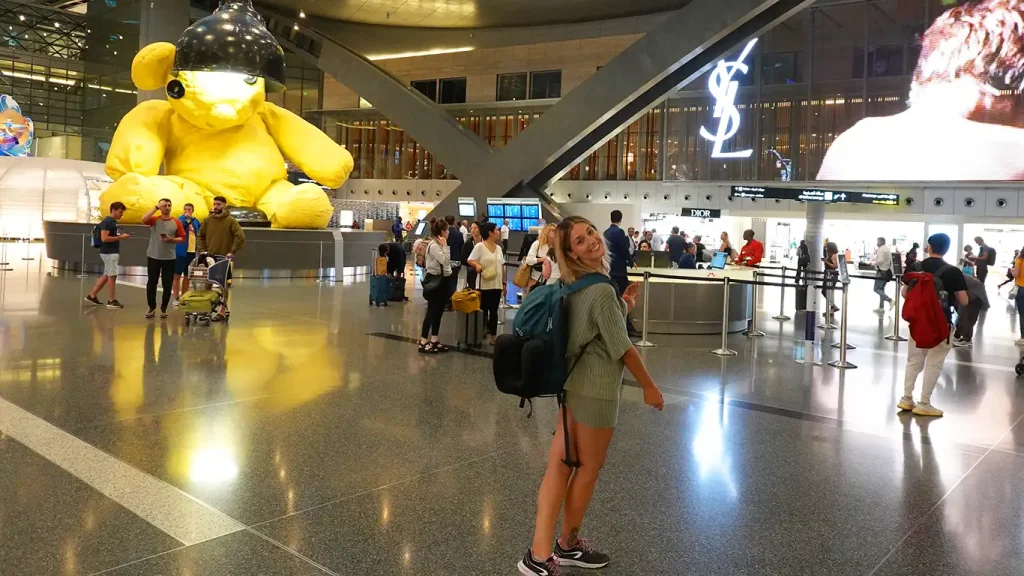 Noelia en el aeropuerto.