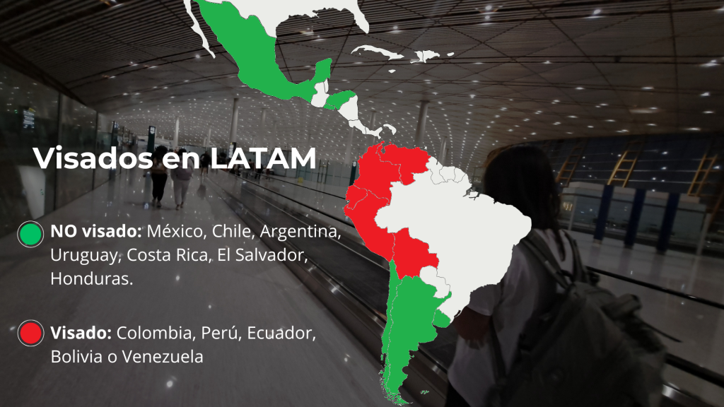 Mapa de visados LATAM viajar a Japón