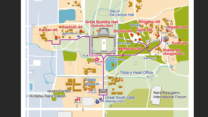 Mapa informativo del complejo Tōdai-ji.