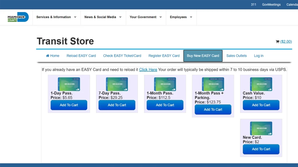 Transit Store oficial para comprar la EASY Card y pases de Miami.